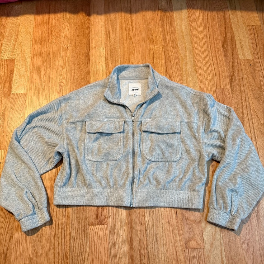 Aerie Heather Gray Zip-Up Jacket